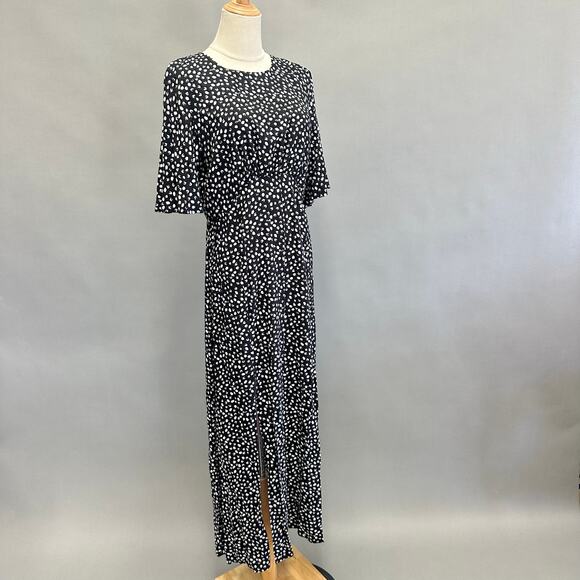 Topshop Austin black & white dot print flutter sleeve maxi dress size 10 NWT - Picture 14 of 15